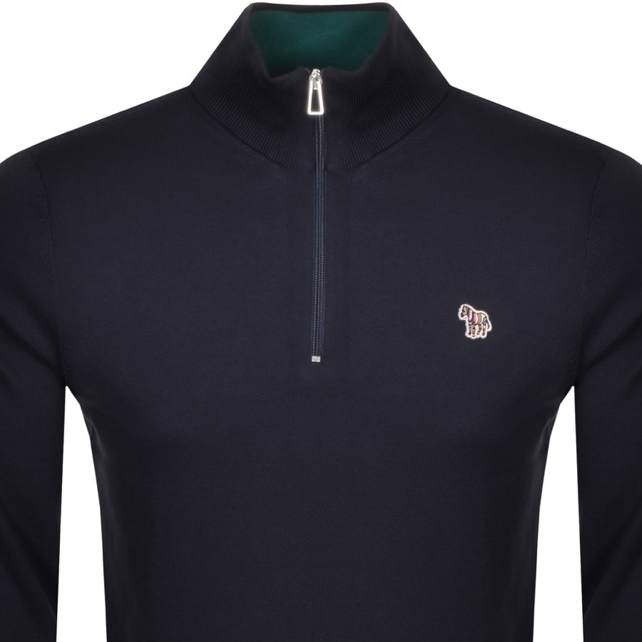 Alternative Image for ProductPS By Paul Smith Zip Neck Knitted Sweatshirt Navy2
